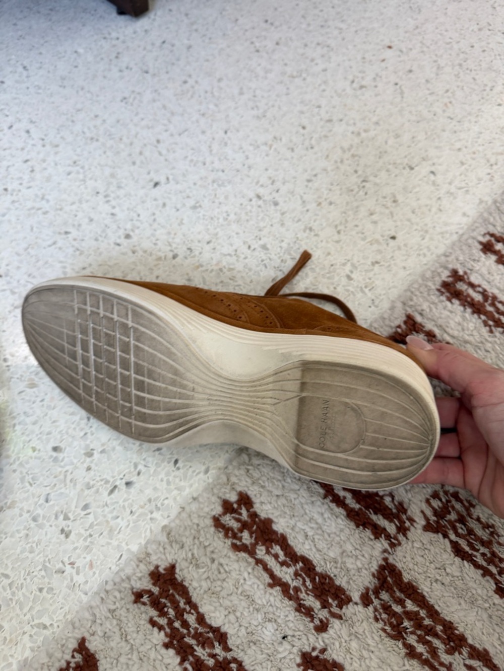 Cole Haan Women's Tan Suede Wingtip Derby Sneakers - Picture 3 of 4